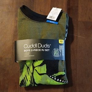 Cuddl Duds Boys 2-Piece T-Rex Camo PJ set